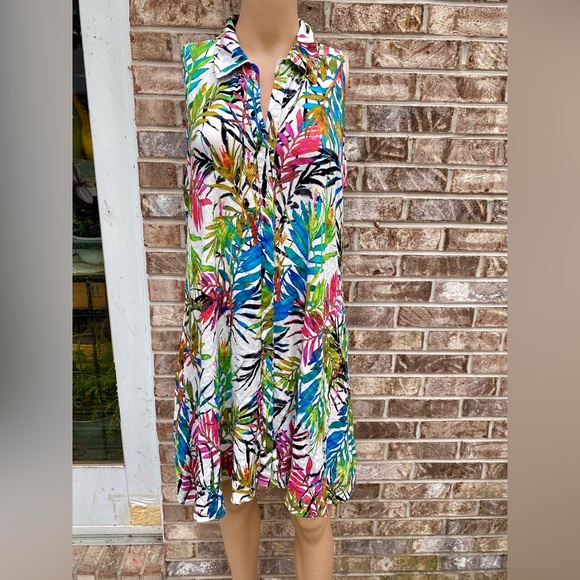 Tropical Rainbow Palm Print Cupio Shift Dress - Picture 2 of 10